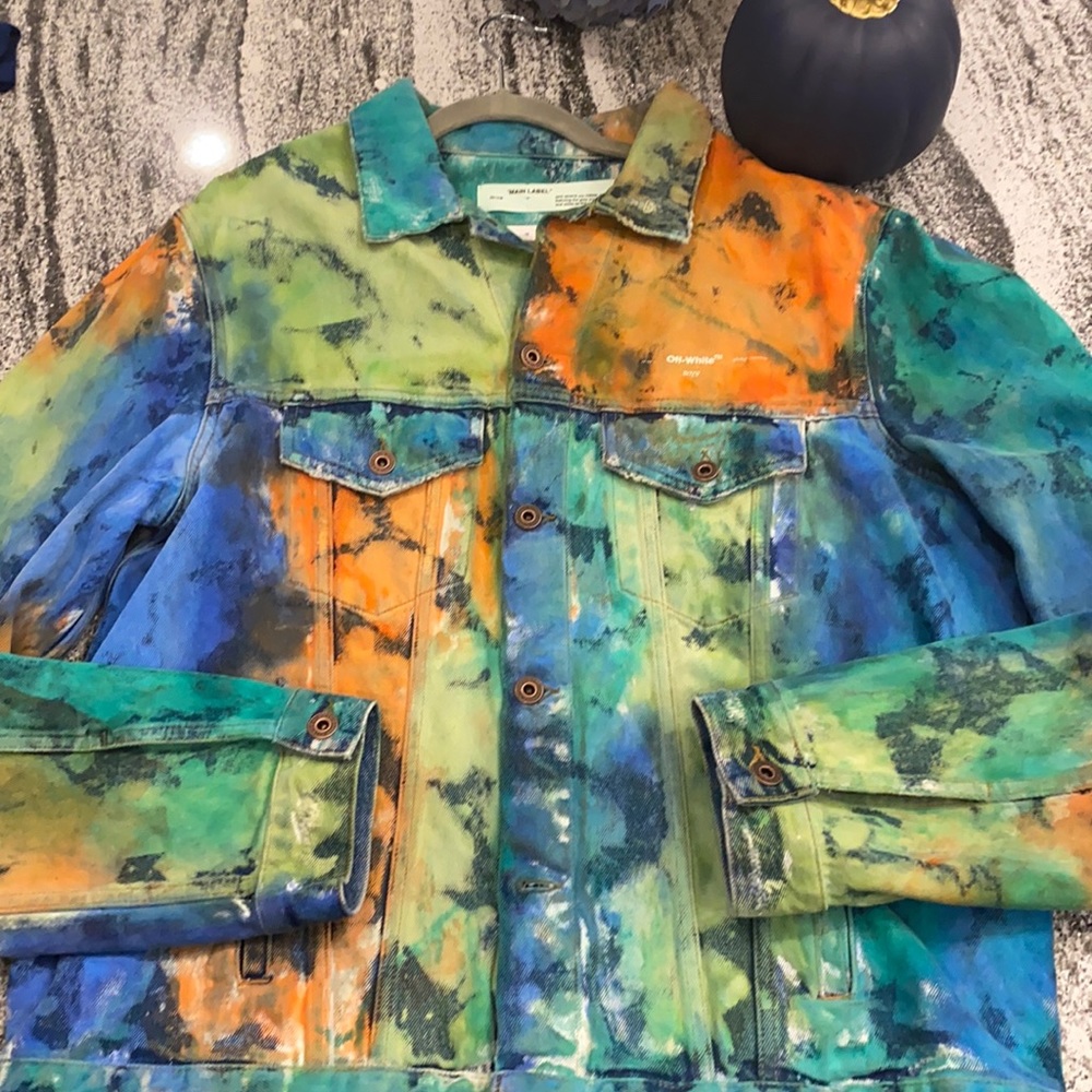 Men’s Off-white Jean Jacket Multi Colored szXXL